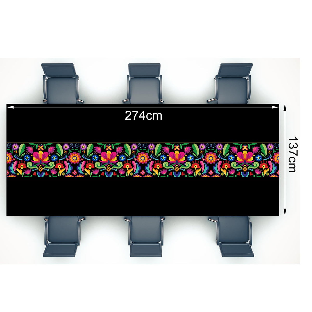 Oudain tablecloth strip pattern close-up highlighting vibrant Mexican design.