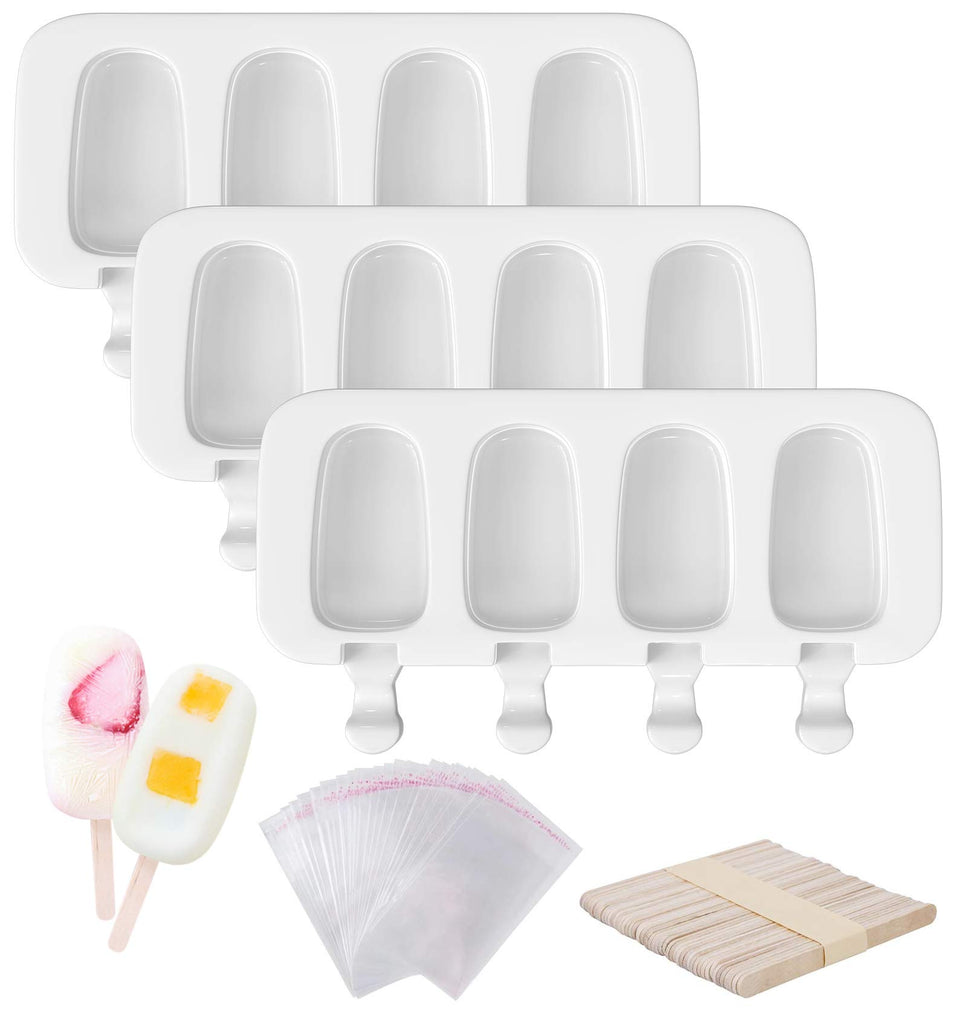 Ouddy Life popsicle molds 3-set white silicone with easy-release design.