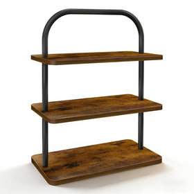 OugeWood 3-tier wood cupcake stand showcasing cupcakes in a sturdy farmhouse display.