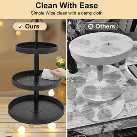 OugeWood cupcake stand with non-slip base on a countertop for stability
