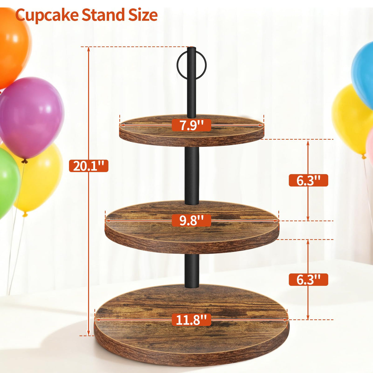 OugeWood cupcake stand rear-support design enables easy access to treats.