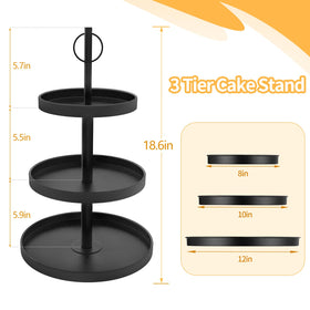 OugeWood 3-tier stand showing 8, 10, and 12 inch trays for a spacious display