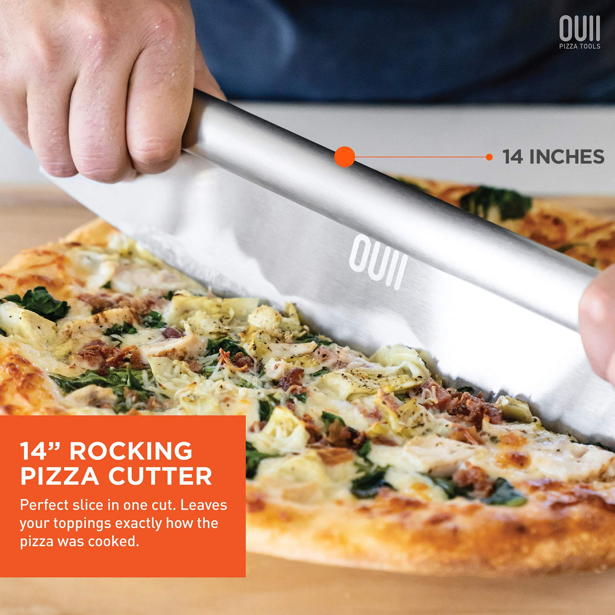 OUII removable wood handle for easy cleaning and storage.
