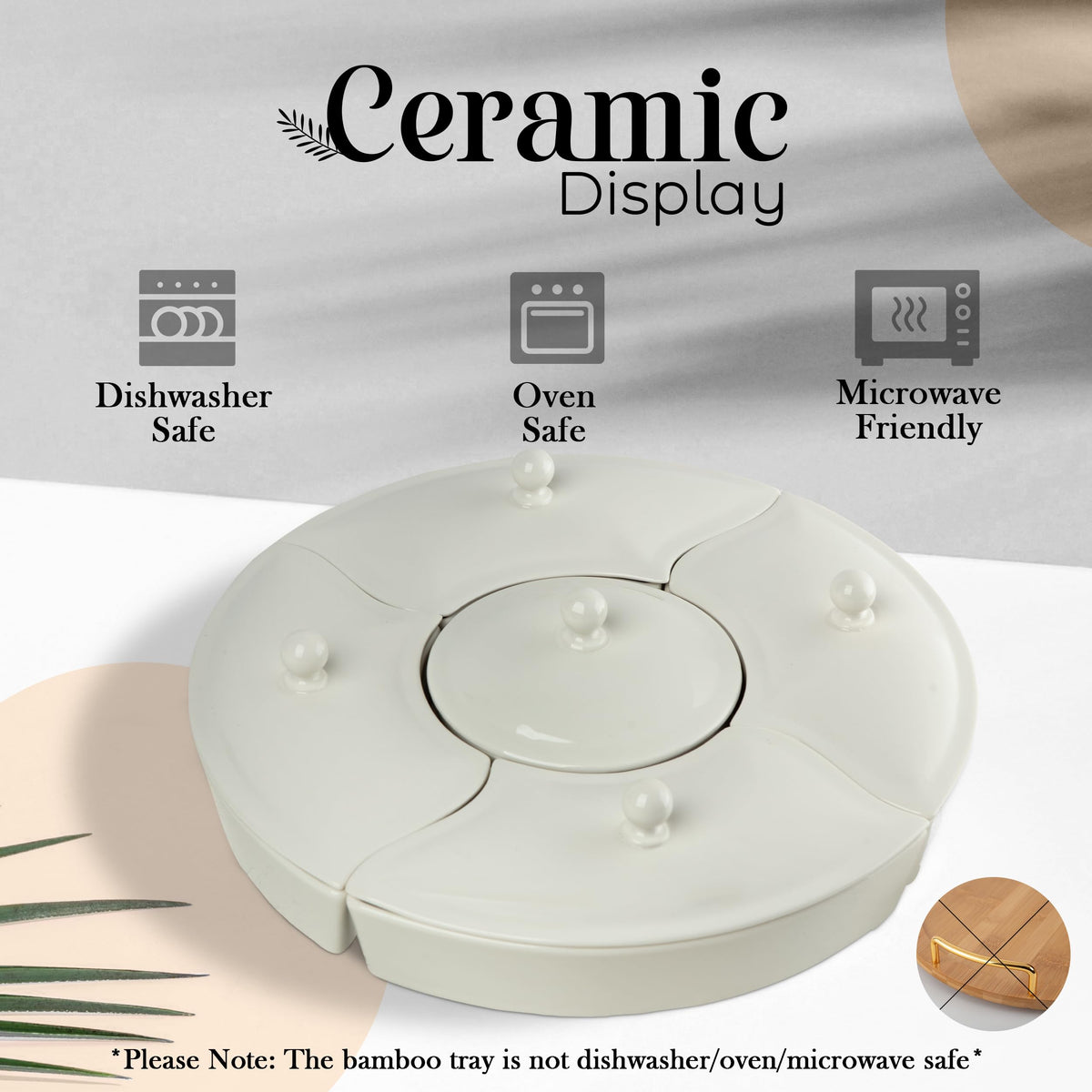 Oui Raquel large ceramic platter creates a focal point for appetizers and desserts.