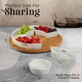 Oui Raquel lazy Susan taco bar plate enhances self-serve with smooth rotation.