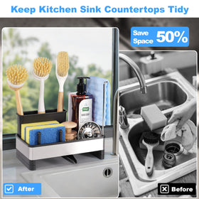 Ouletoy dish brush holder section neatly stores long-handled tools