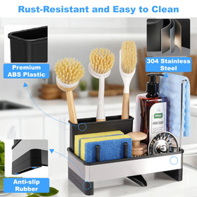 Ouletoy partitioned storage design with dedicated sponges, cloths, and brushes