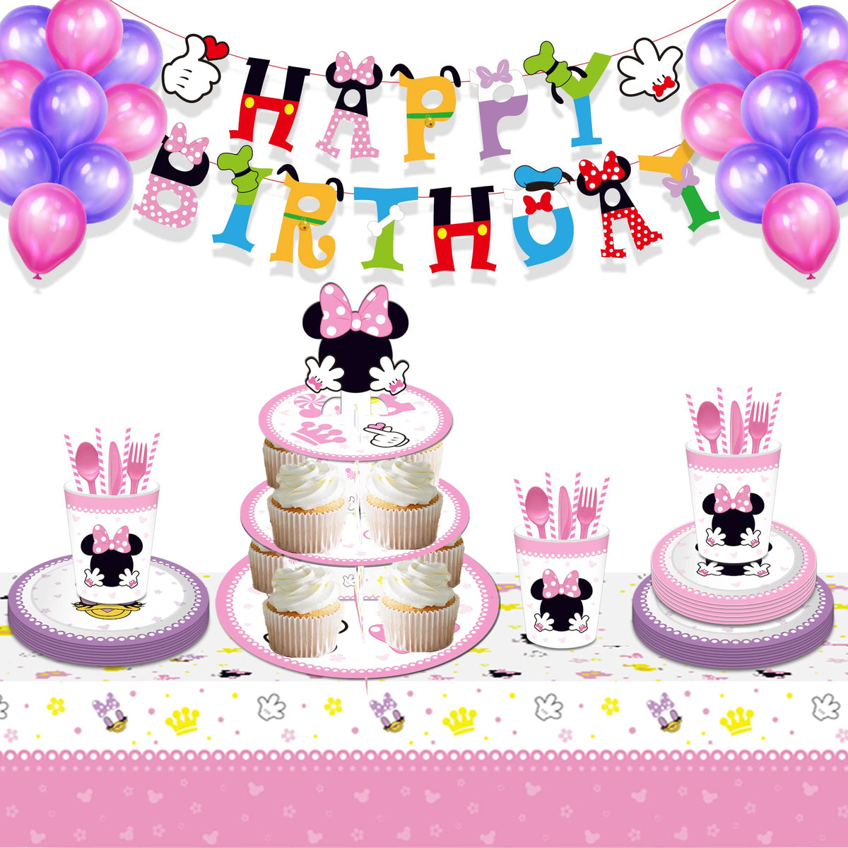 Oulun Minnie cupcake stand easy assembly in minutes for quick setup.