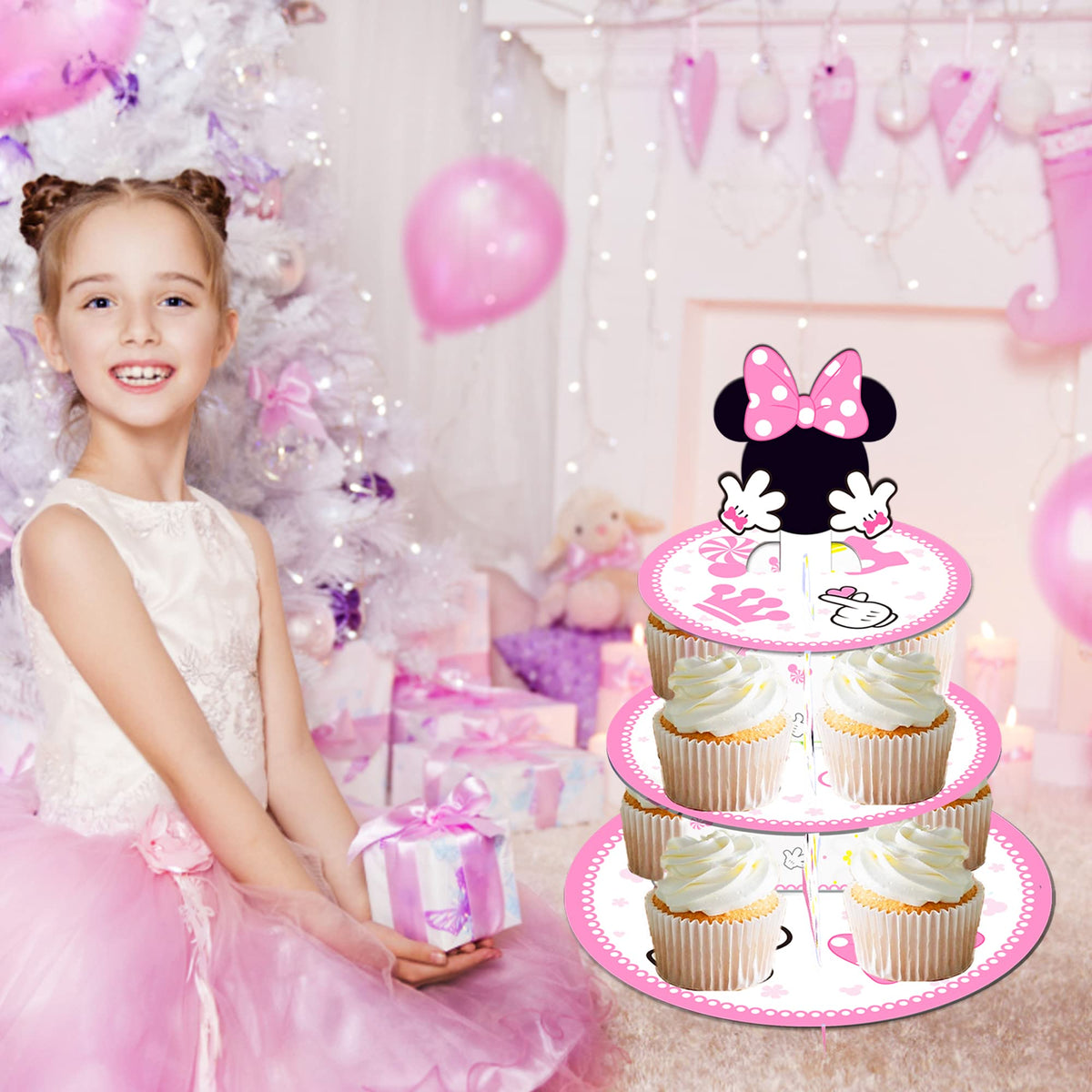 Oulun Minnie cupcake stand middle plate 9-5 inch supports a tiered display.