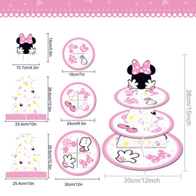 Oulun Minnie themed cupcake stand decorative design enhances party décor.