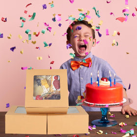 Oungy cupcake box shown with transparent window for easy viewing