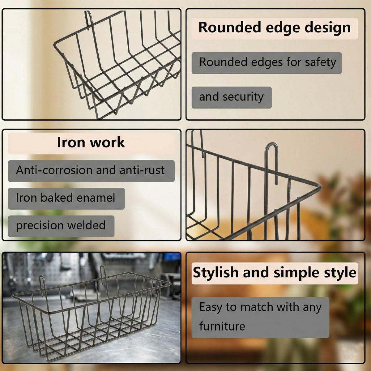 Oungy easy-hang no-drill basket for quick setup.
