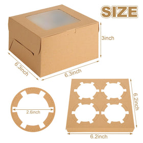 Oungy kraft paper cupcake box with clear top window for dessert display