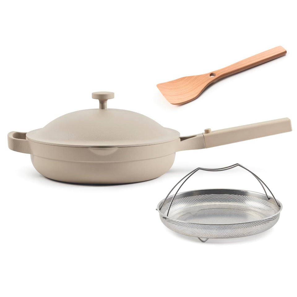 Our Place Always Pan 2.0 with 10-in-1 design for quick, one-pan meals.