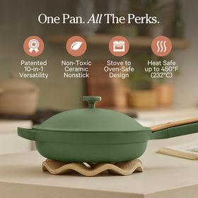Our Place Always Pan 2.0 modular lid provides precise moisture control.