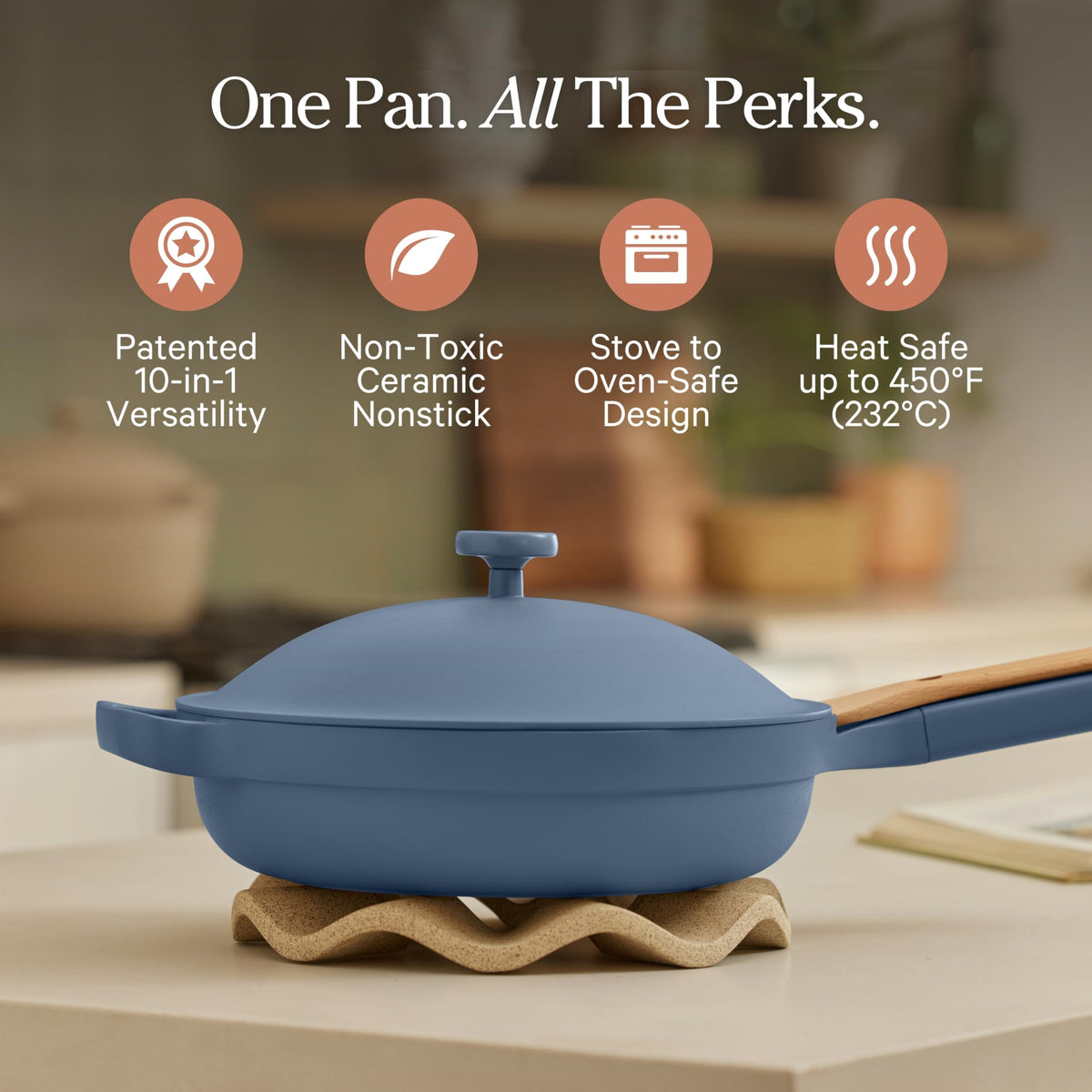 Our Place Always Pan 2.0 nonstick coating for easy release and cleanup