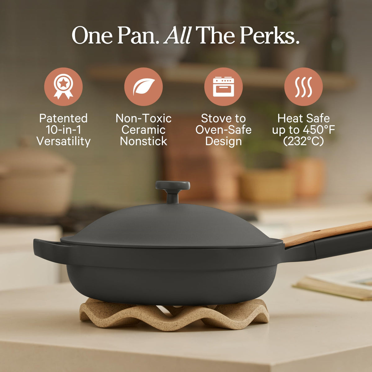 Our Place Always Pan 2.0 steamer basket attachment for healthy vegetables.
