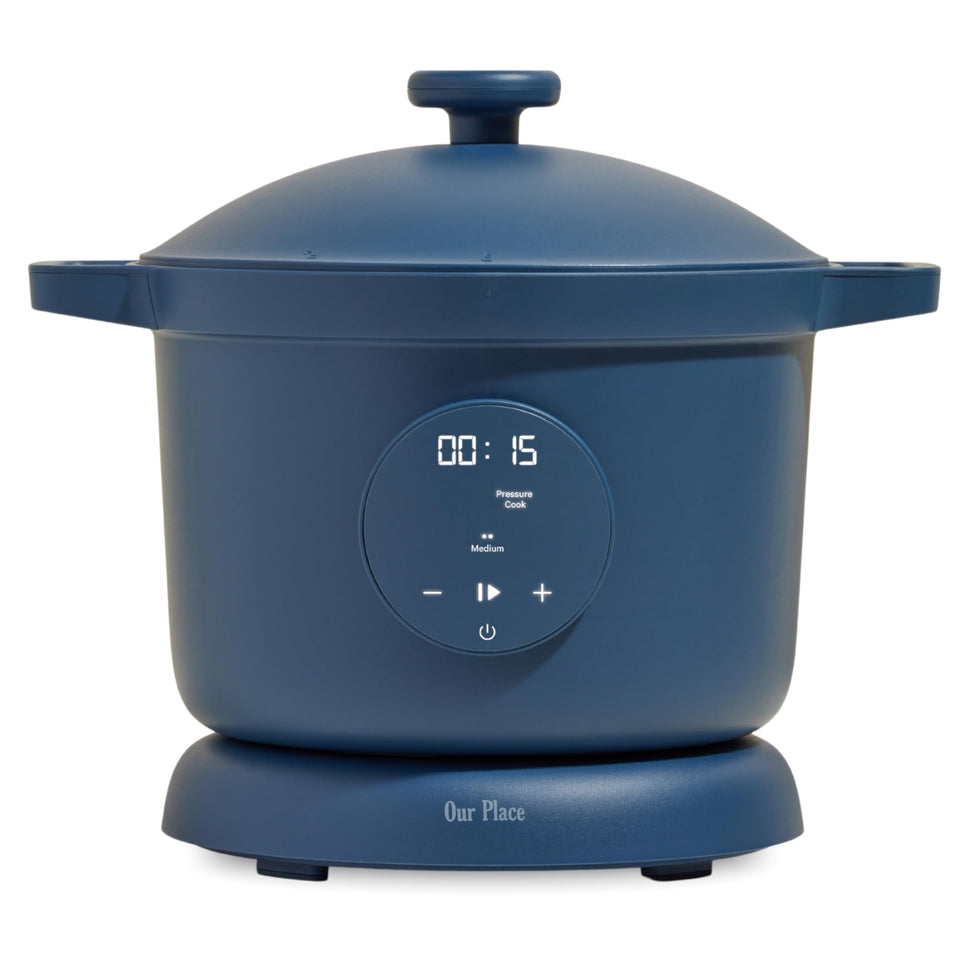 Our Place Dream Cooker exterior in Blue Salt, a stylish countertop companion for everyday meals.