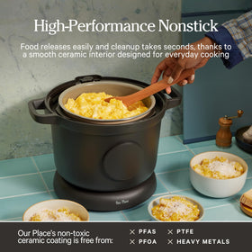 Our Place Dream Cooker touchscreen panel enables precise time and temperature control.