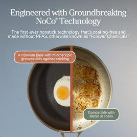Our Place Titanium Always Pan Pro inside surface shows no-coating release for easy cooking.
