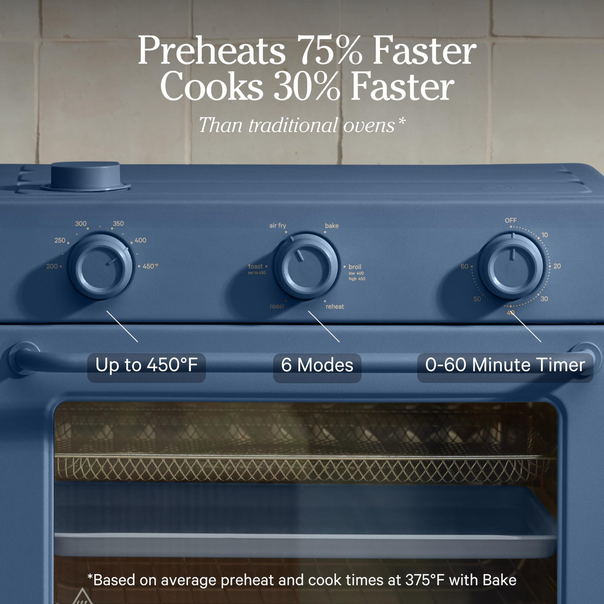360-degree convection of the Our Place Large Wonder Oven for even browning.