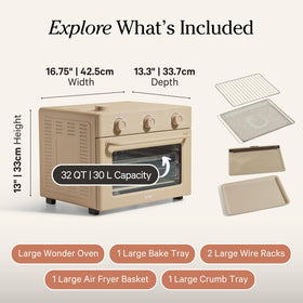 Large air fryer basket included with the Our Place Large Wonder Oven.