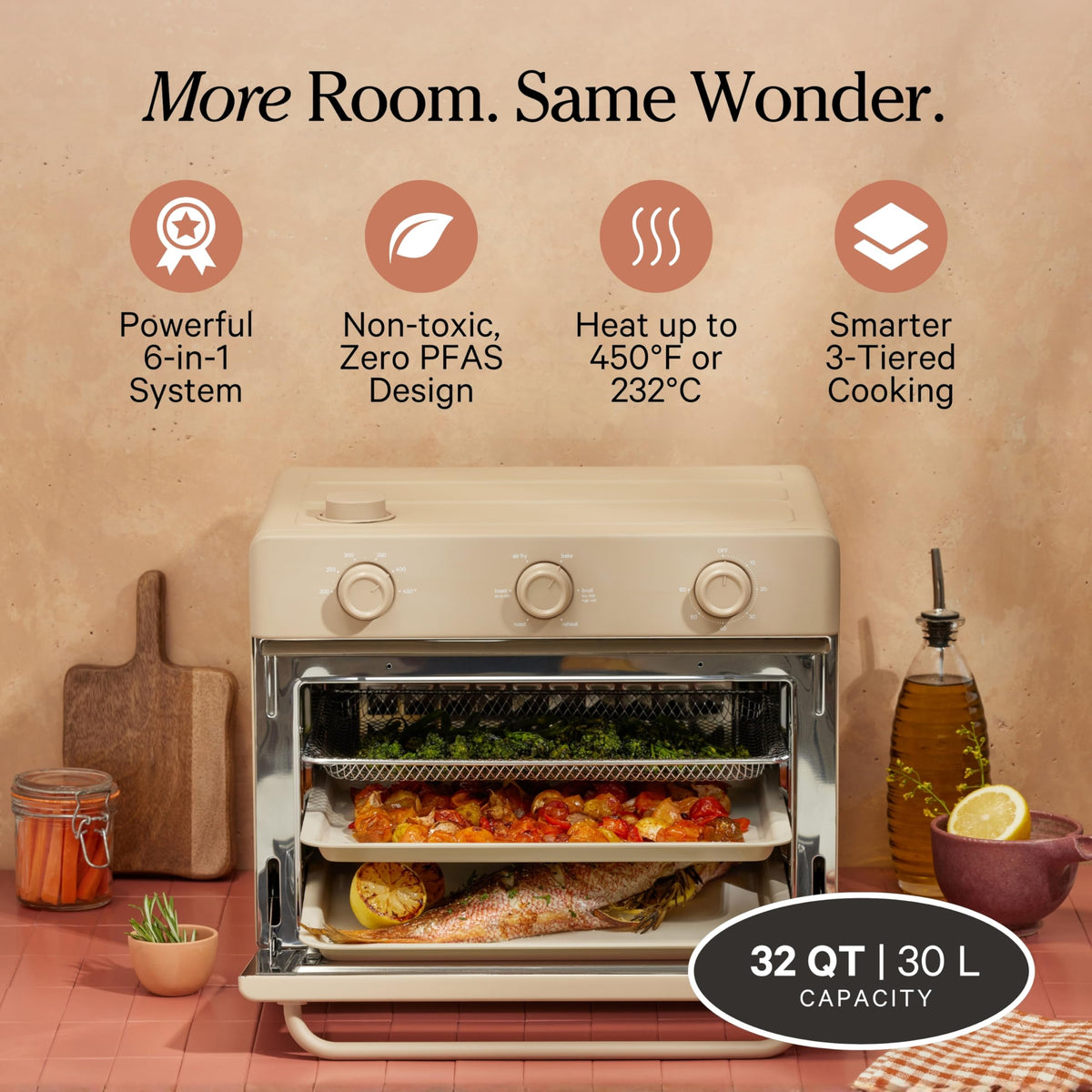 Our Place Large Wonder Oven control panel for quick 6-in-1 cooking selection.
