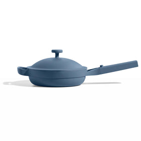 Our Place Mini Always Pan in blue salt with 8.5-inch ceramic surface for quick meals
