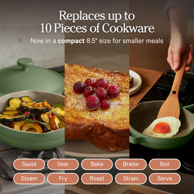 Our Place Mini Always Pan with nesting beechwood spatula.
