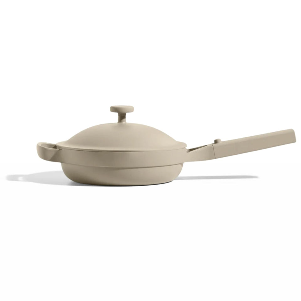 Our Place Mini Always Pan with ceramic nonstick coating for easy release after cooking.