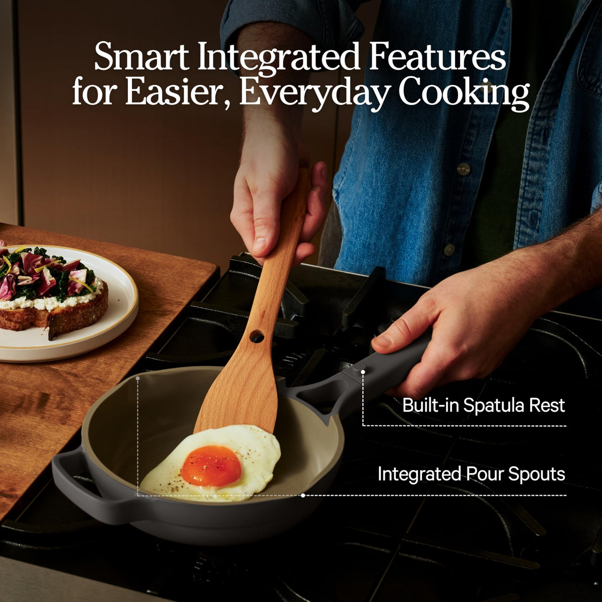 Deep walls of the Our Place pan ideal for eggs and sauces