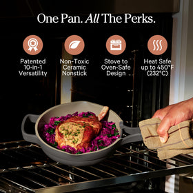 Our Place Mini Always Pan with modular lid on for controlled steaming