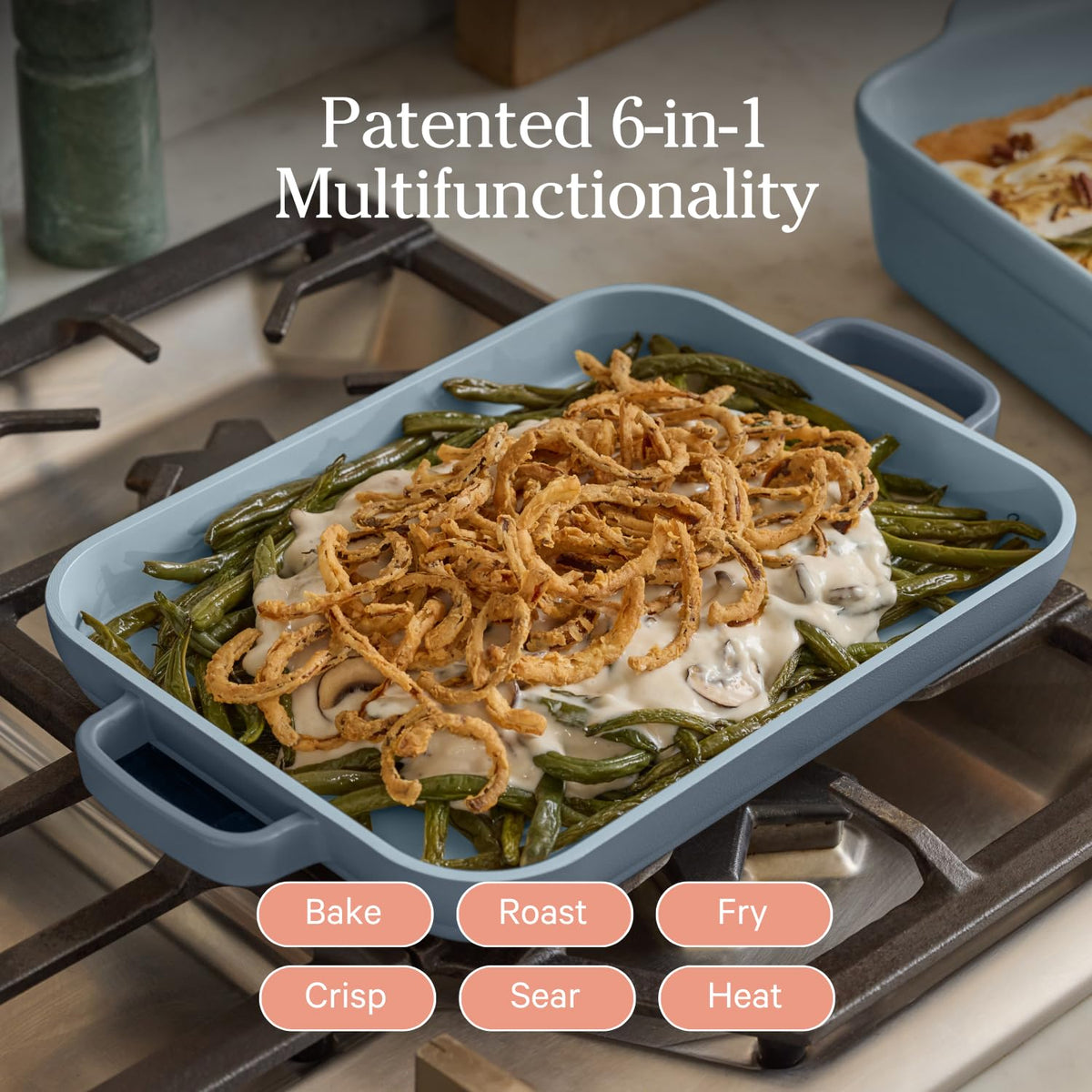 Our Place mini griddle pan even-heat performance with warp-resistant aluminum.