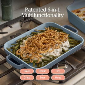 Our Place mini griddle pan even-heat performance with warp-resistant aluminum.