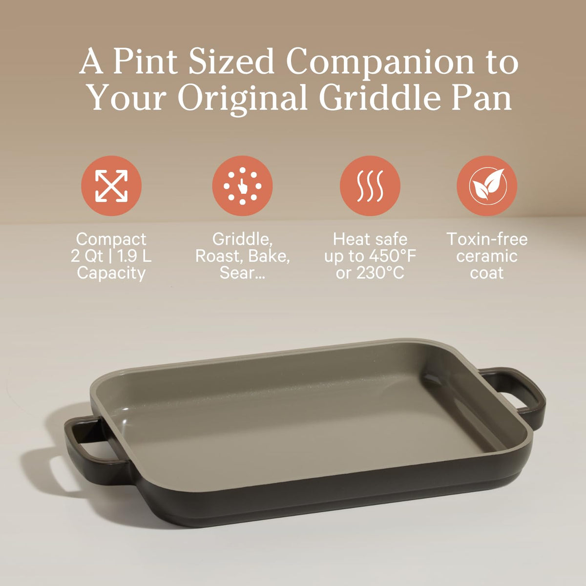 Our Place Mini Griddle Pan ceramic nonstick surface for effortless release