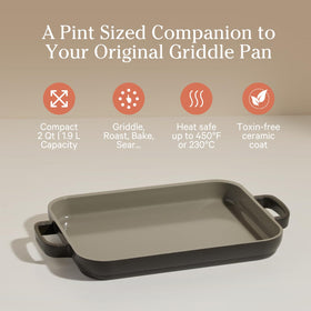 Our Place Mini Griddle Pan ceramic nonstick surface for effortless release