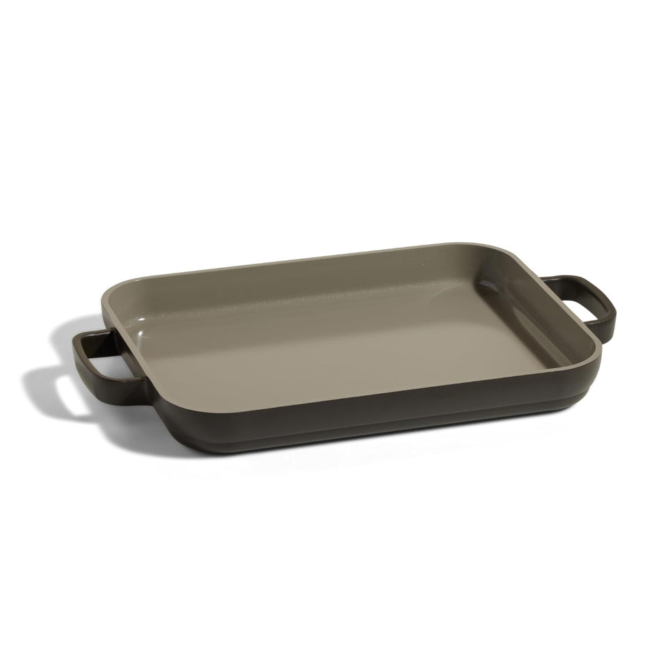 Our Place Mini Griddle Pan showing compact 2-in-1 design for stovetop and oven cooking