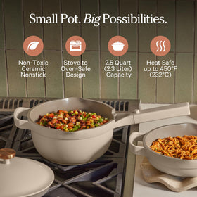 Our Place Mini Perfect Pot showing ceramic nonstick for smooth release