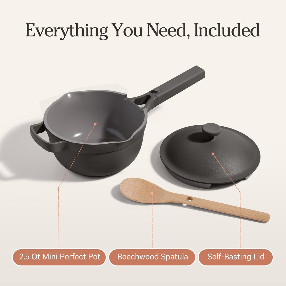 Our Place Mini Perfect Pot easy-clean surface supports quick cleanup after meals.