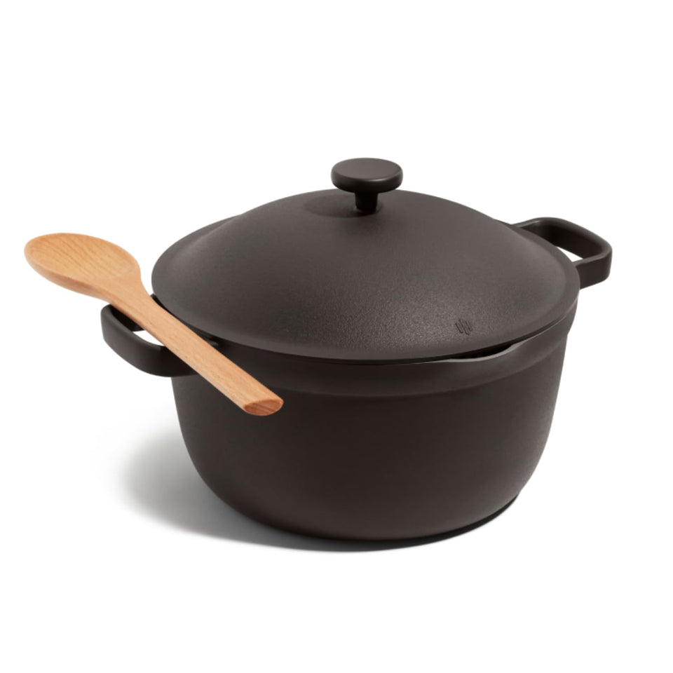 Our Place Perfect Pot with 5.5qt capacity, ideal for family meals.