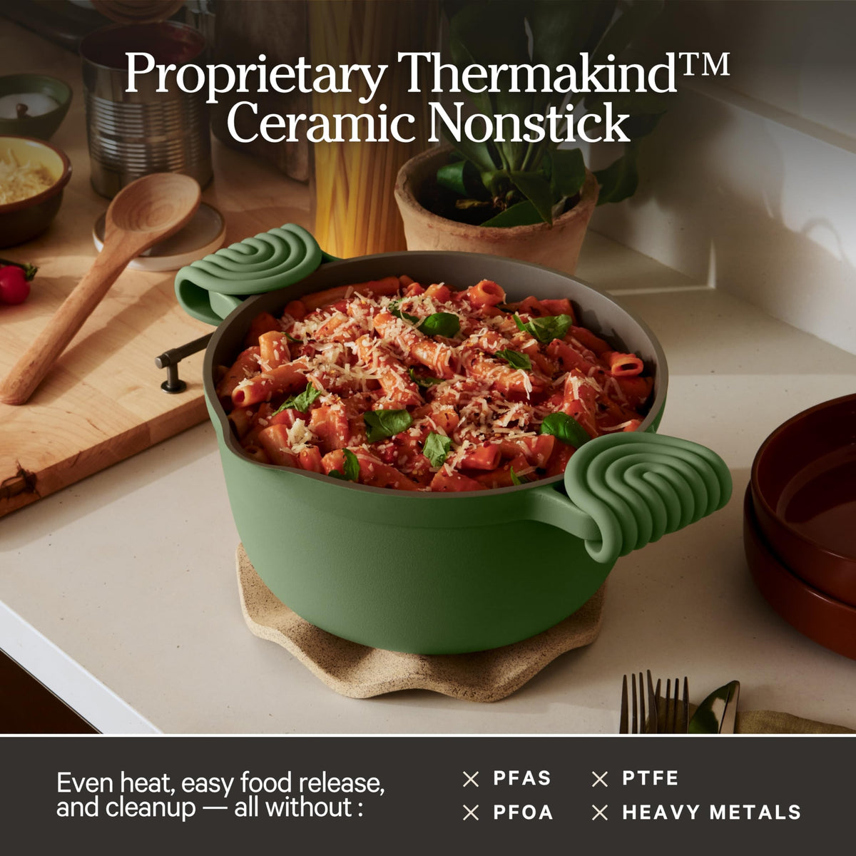 Our Place Perfect Pot on induction stove showing compatibility
