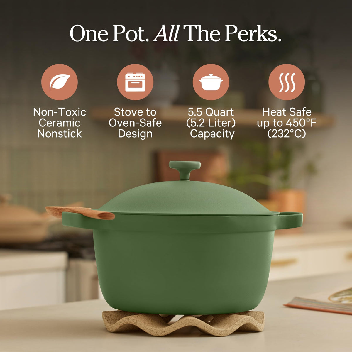 Our Place Perfect Pot interior view highlighting 5.5-quart capacity