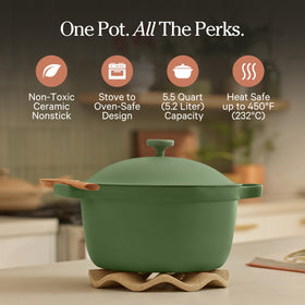 Our Place Perfect Pot interior view highlighting 5.5-quart capacity