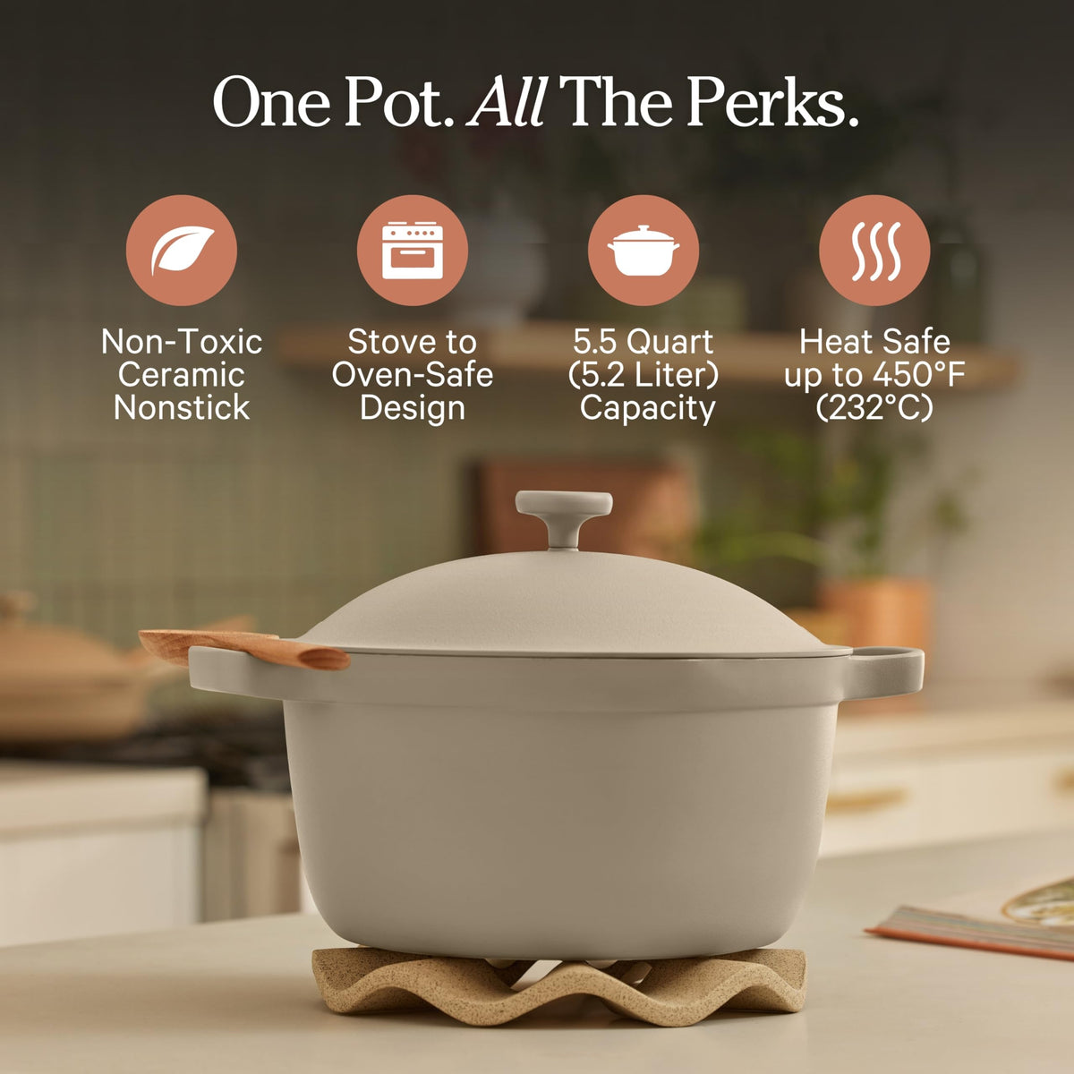 Our Place Perfect Pot 5.5 Qt – 8-in-1 Ceramic Nonstick, PFAS-Free, Induction & Oven Safe