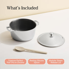 Our Place Titanium Perfect Pot Pro 6.75-quart capacity fits soups and braises.