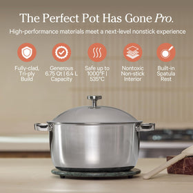 Our Place Pot Pro interior reveals no-coating surface for easy food release.