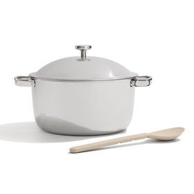 Our Place Titanium Perfect Pot Pro with lid shows a sturdy stock pot for stove-to-oven use.