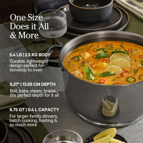 Our Place Titanium Perfect Pot Pro blends stove-to-oven flexibility with heat tolerance.