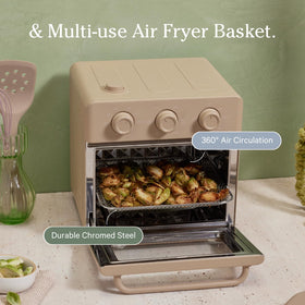 Our Place Wonder Oven open-mesh basket delivers 360° airflow for browning.