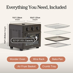 Our Place Wonder Oven convection system delivers even browning on vegetables and proteins.
